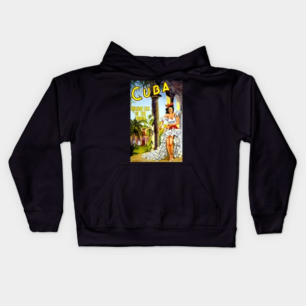 Vintage Travel - Cuba Kids Hoodie by Culturio